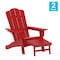 Flash Furniture Red Adirondack Chairs with Ottoman-Cupholder, 2PK 2-LE-HMP-1044-110-RD-GG - alternate 8